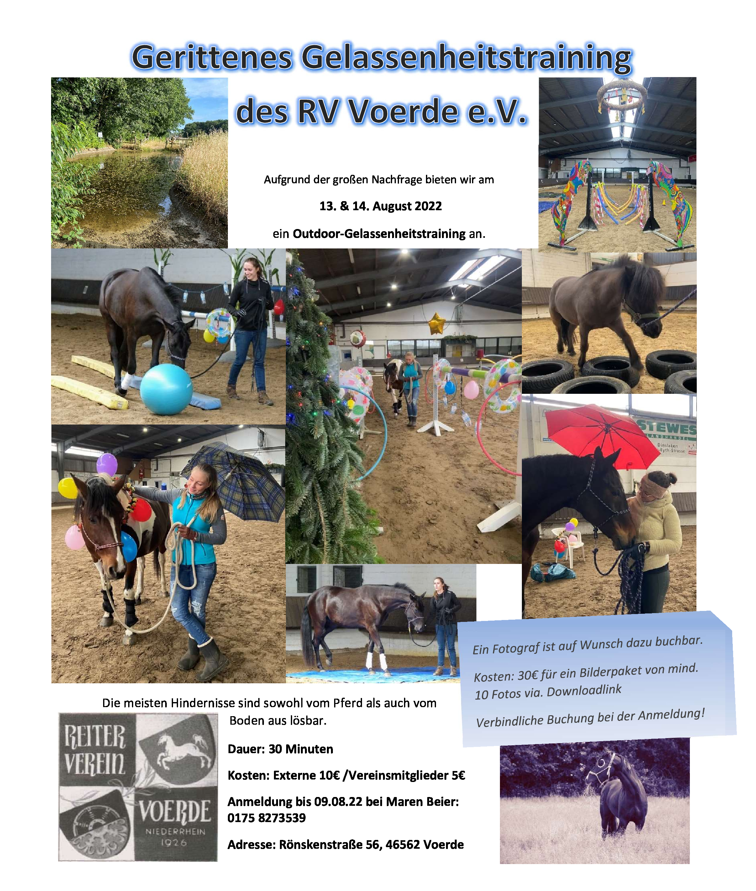 Flyer des berittenen Gelassenheitstrainings beim Reitverein Voerde e.V.